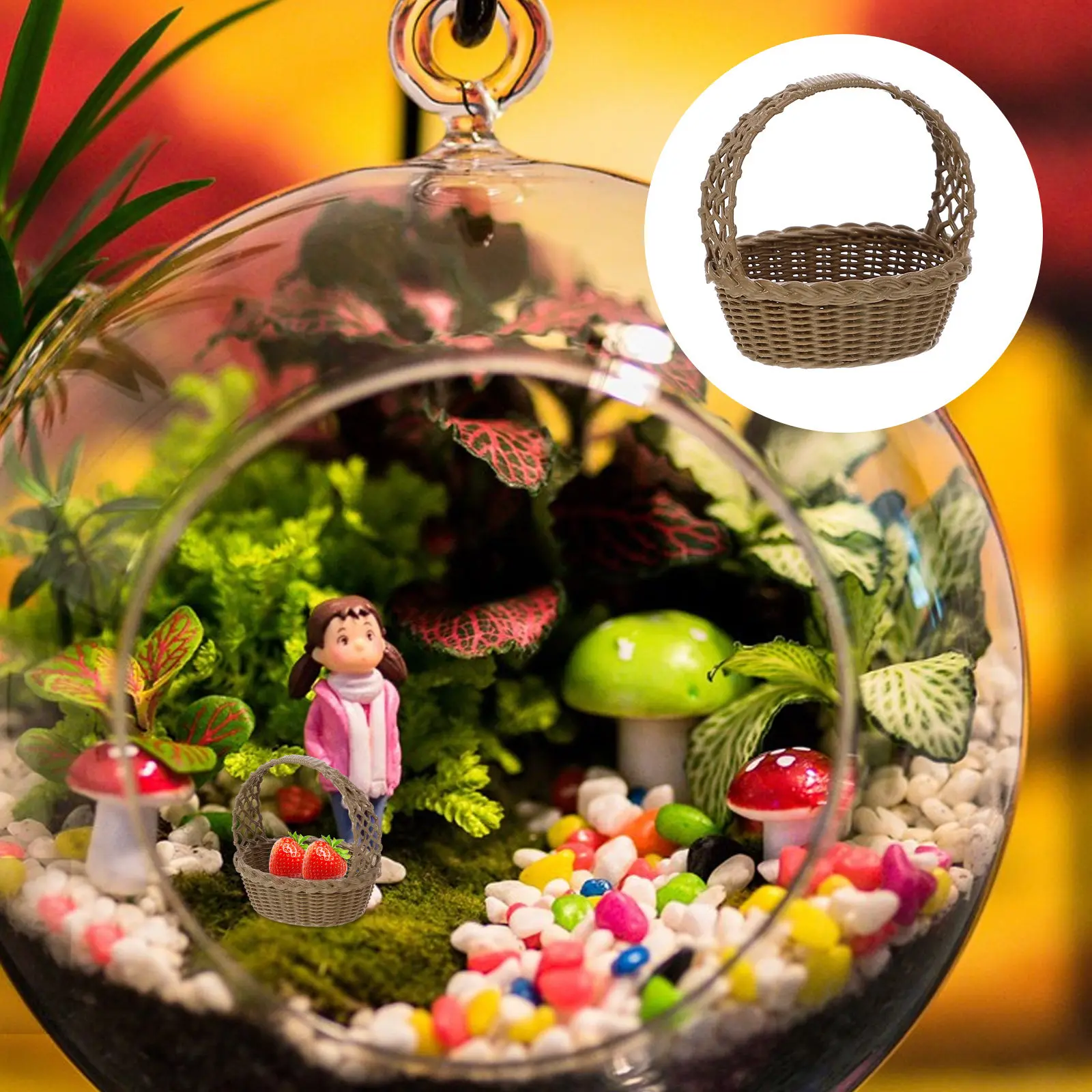 

Миниатюрная корзина-домик из смолы: уникальный органайзер для хранения, стильное украшение, маленькие миниатюрные корзинки для детей, декор для мини-домиков