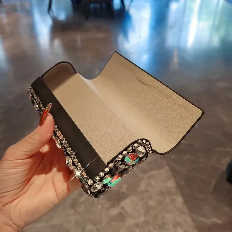 Sparkling Rhinestone Glasses Case Sunglasses Hard Storage Box Students Optical Myopia Portable Glasses Holder Eyewear Cases