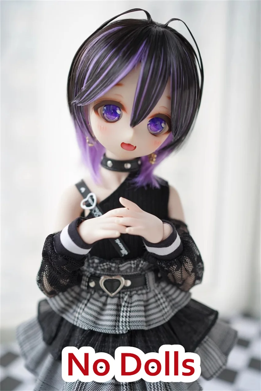 

BJD/SD/DD Doll Wig Toys Short High Temperature Silk Styling Hair 1/3 1/4 Girls Red Blue Cute Highlight Glued Doll Accessories XC