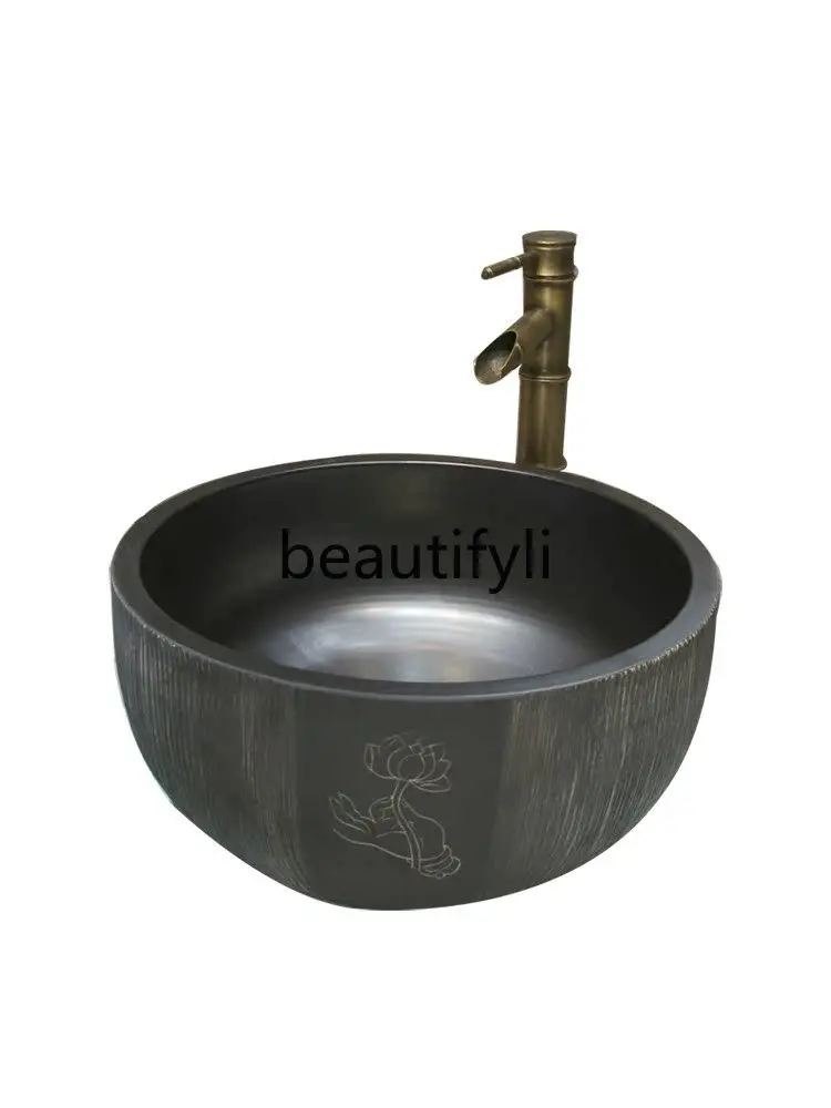 Foot bath spa foot bath club foot bath ceramic  bucket with raised platform basin household art