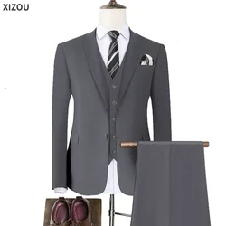 Wedding Men Suits High Quality 3 Pieces 2 Full Set Elegant Groom's Jackets Vest Pants Luxury Blazers 2024 Formal Adult Costumes