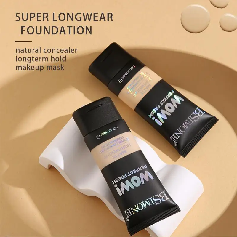 【WHB】BSIMONE Fondotinta Opaco 40ml Leggero, Super Resistente, Idratante, Copertura Modulabile, Non Appiccicoso, Adatto per Pelle Secca