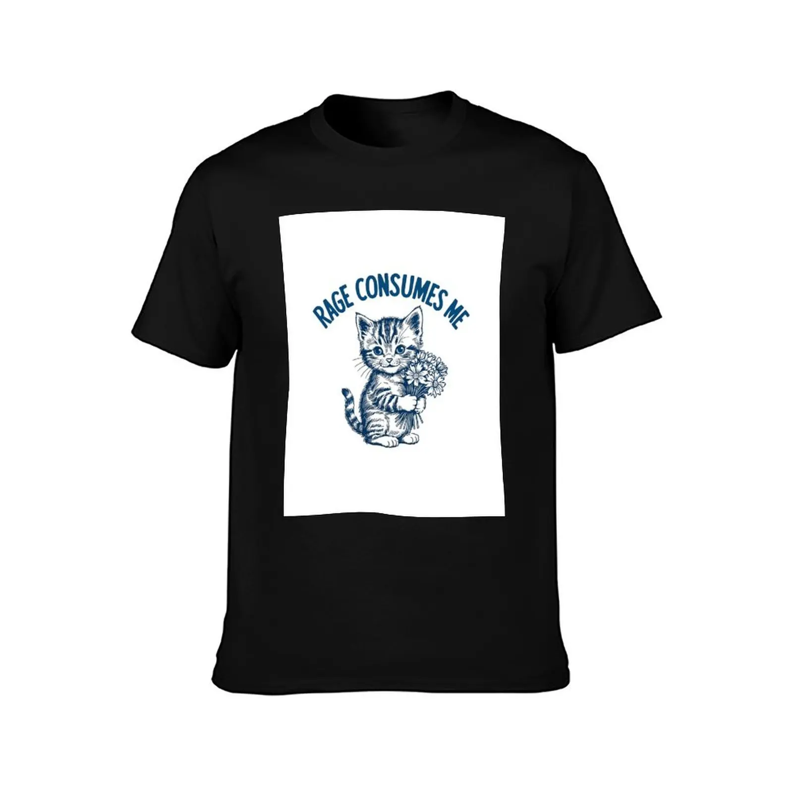 Rage Consumes Me Funny Vintage Kitten T-Shirt Summer Casual Cotton Tee Oversized Streetwear Tops Vintage Graphic Print