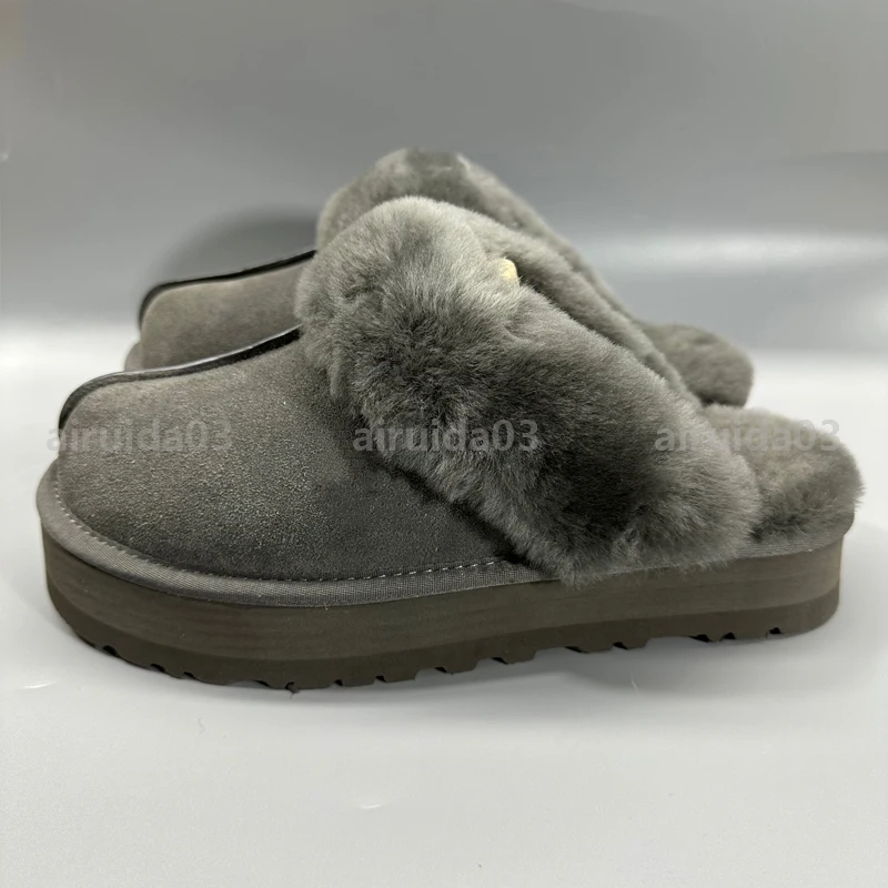 Ultra Mini Platform Slippers Bont Glijbanen Klassieke Laars Winter Wol Comfort Designer Laarsjes