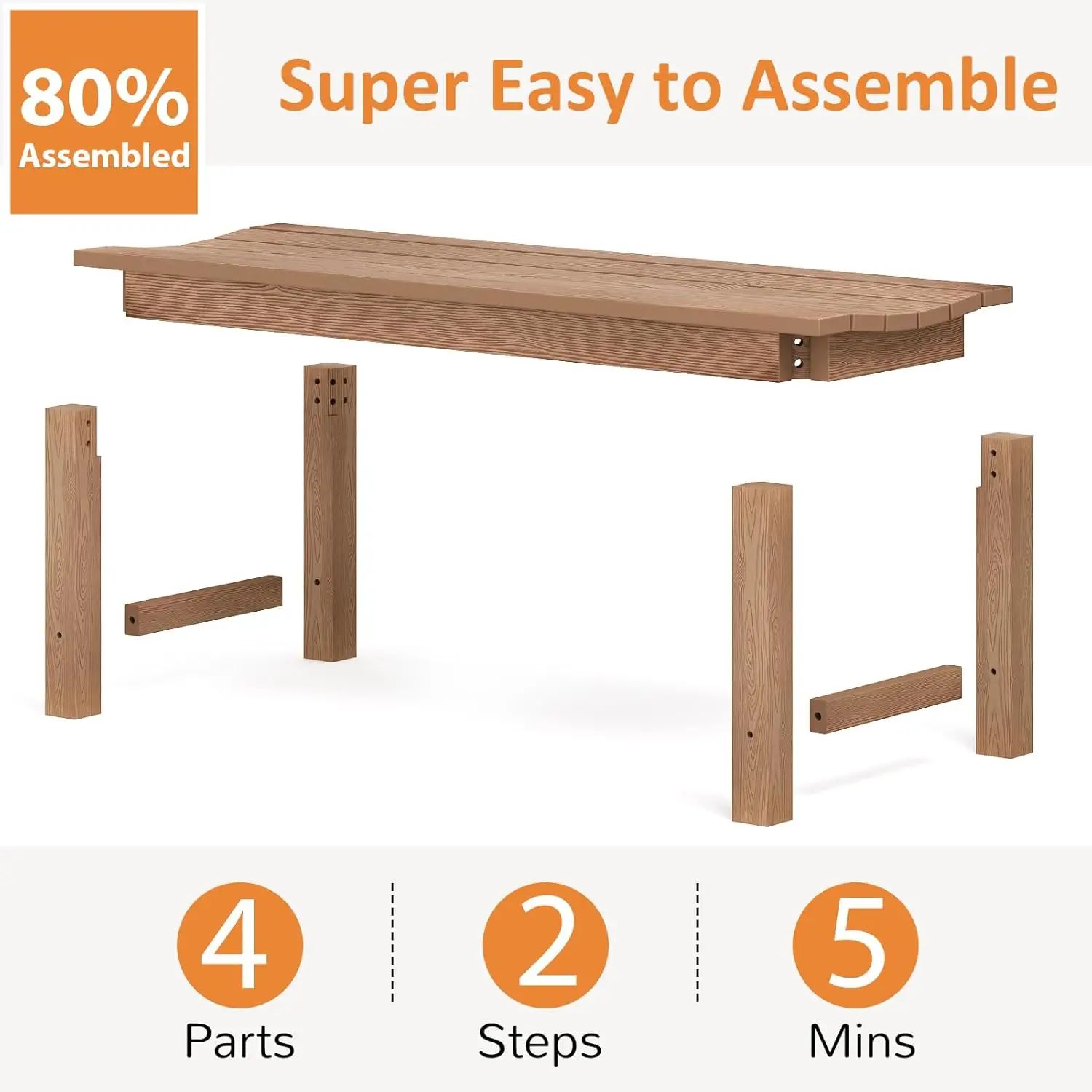 مقعد خارجي لشخصين، مقعد حديقة من خشب الساج مقاوم للطقس، يحمل 800 رطلًا، للفناء والسطح والشرفة