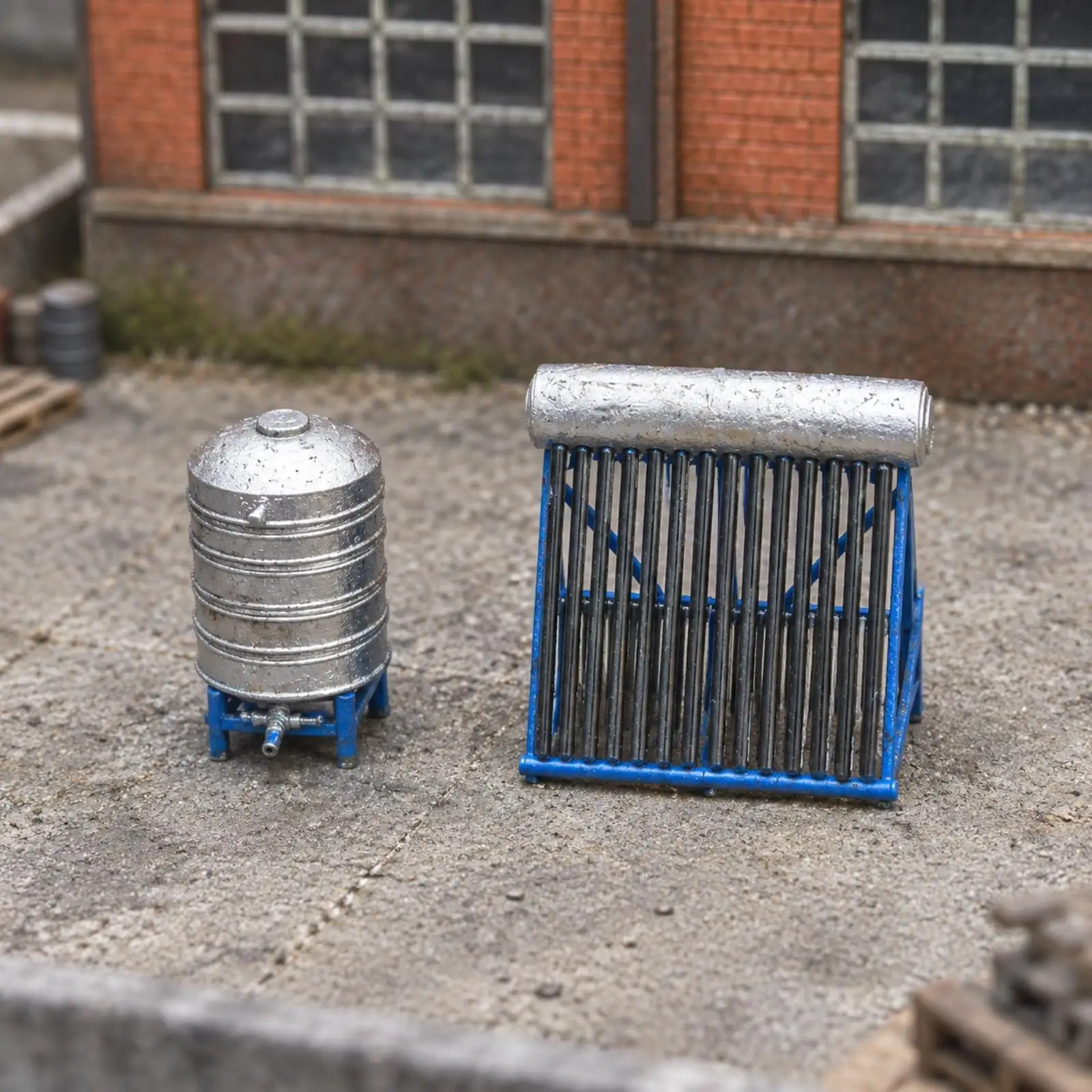 Unpainted Resin Solar Heater Miniature with Tank and Panel Set for Scale Model House Diorama Architecture Mockup Scene
