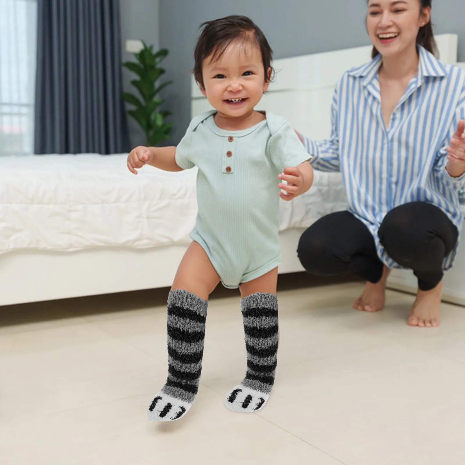 5 Par Dziecięcych Podkolanówek z Polaru Koralowego, Ciepłe Zimowe Podkolanówki, Miękkie Elastyczne Dziecięce Skarpetki, Modne