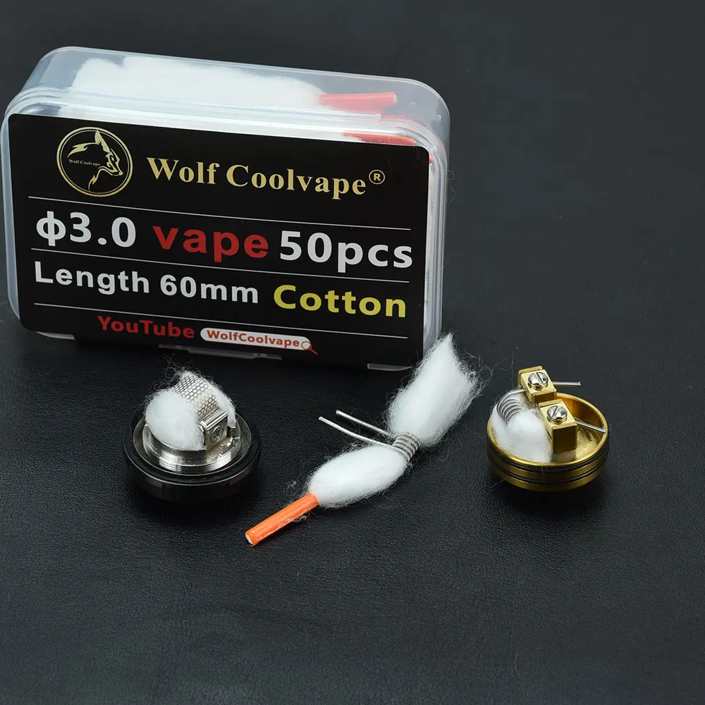 Wolf-bobina de malha para cigarro eletrônico organic, algodão orgânico, bacon, bacon, coil, para pack da, pack, pacote com 10 ou 50 peças
