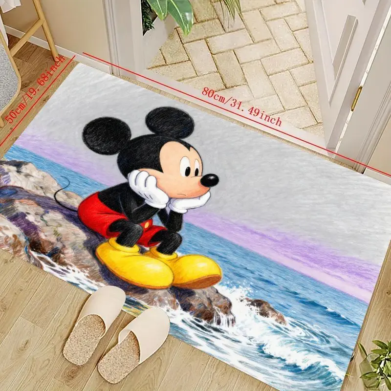 

1PC Cute Disney Mickey Mouse Ocean View Anti-Slip Floor Mat for Living Room Bathroom Kitchen Bedroom Entrance Decor, Cartoon Cha