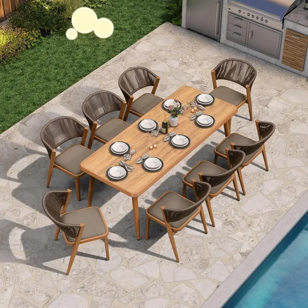 

9-Piece Patio Dining Sets , Patio Rattan Furniture Set for Backyard Garden Outdoor Dining Set,All-Weather Metal Table Chair Sets