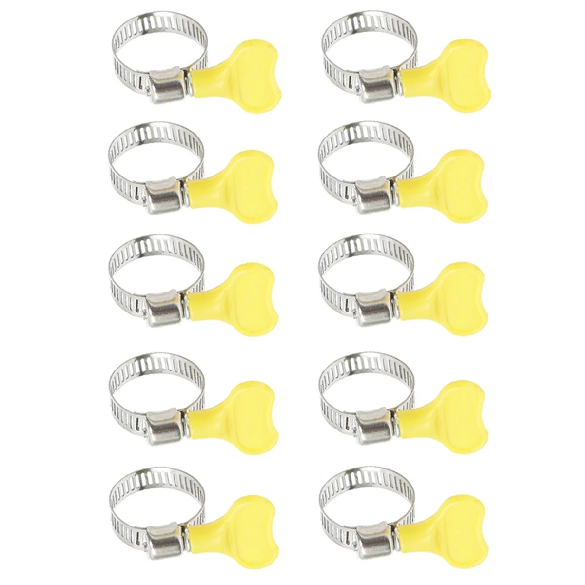 AA98 10pcs Adjustable Butterfly Hose Clamps 32-44mm Stainless Steel Worm Drive Twist Tight Pipe Clips for Secure Tube Grip