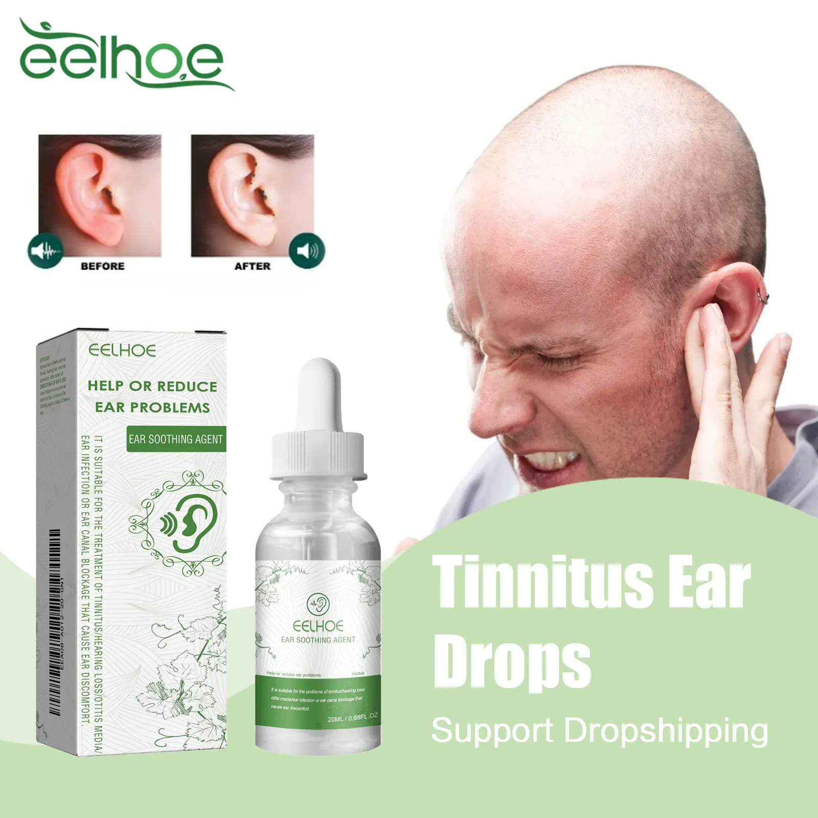 Ear Ringing Relieving Drops Cleaning Earwax Relieve Tinnitus Deafness Earache Anti-Inflammation Improve Hearing Ear Care Liquid