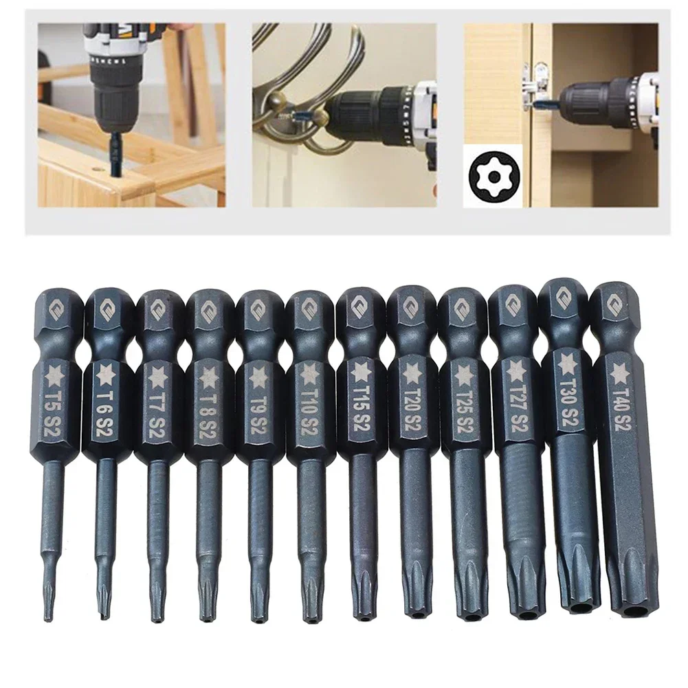 Magnetic Torx Screwdriver Bits Set 50mm Blue Electric Screwdriver Hollow Batch Head T5-T40 DIY Home Projects Hand Tools