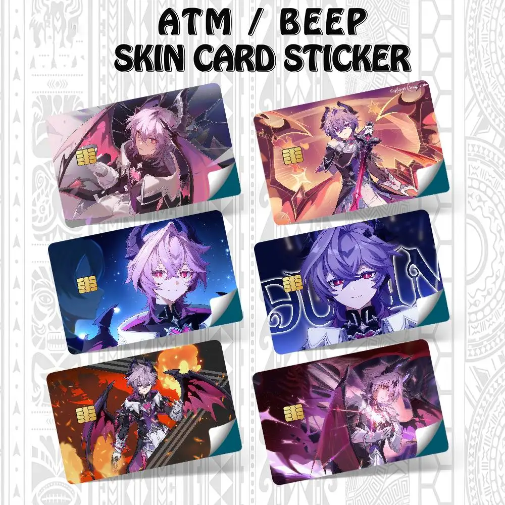 Game Genshin Impact Durin Bank Credit Cards Bus Pass Stickers Cool Decoration Waterproof 4PCS Card