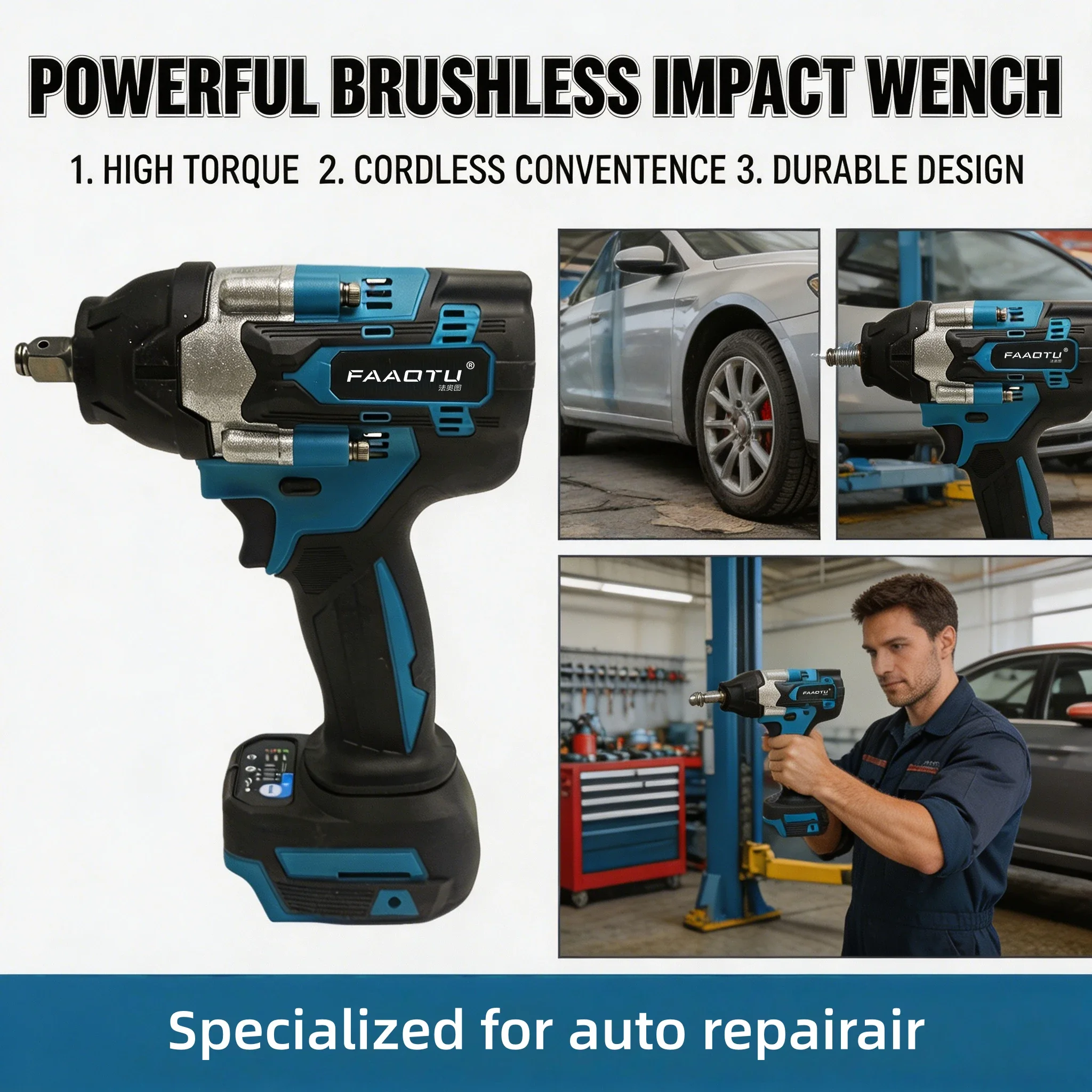 FAAOTU 700 Brushless Impact Gun, Same Power as MT, Heavy-Duty Fastening Suitable for MT 18v batteries NO battery