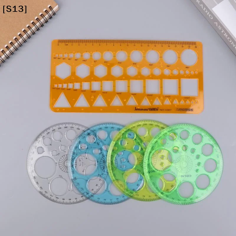 1/2/3Pcs Circles Drawing Shape Geometric Drawing Stencils Tools Multifunction Geometric Template Plastic Measuring Ruler[Q]Q@
