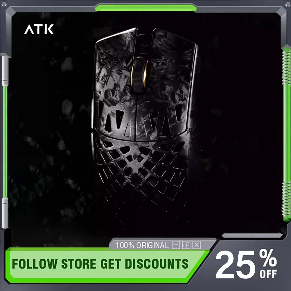 ATK Blazing Sky Ghost Extreme/Ultimate Wireless Mouse Carbon Fiber 48gLightweight Hollow Shell PAW3950Ultra E-sports Mouse gifts