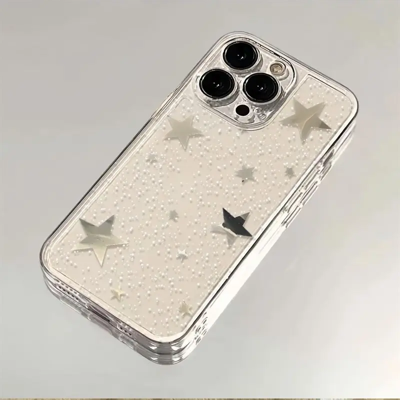 Full Screen Of Small Stars Phone Case For iPhone 16 15 14 13 12 11 Pro Max XR XS MAX 7 8 PLUS MINI Y2K Shockproof Clear Cover