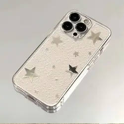 Full Screen Of Small Stars Phone Case For iPhone 16 15 14 13 12 11 Pro Max XR XS MAX 7 8 PLUS MINI Y2K Shockproof Clear Cover