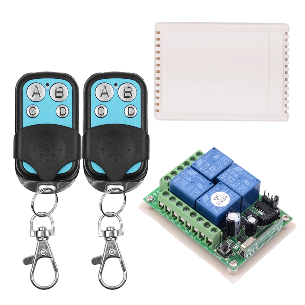 DC 12v 433MHz 4CH Multifunction Receiver RF Wireless Remote Control Switch Relay For Garage cursor Motor LED Light