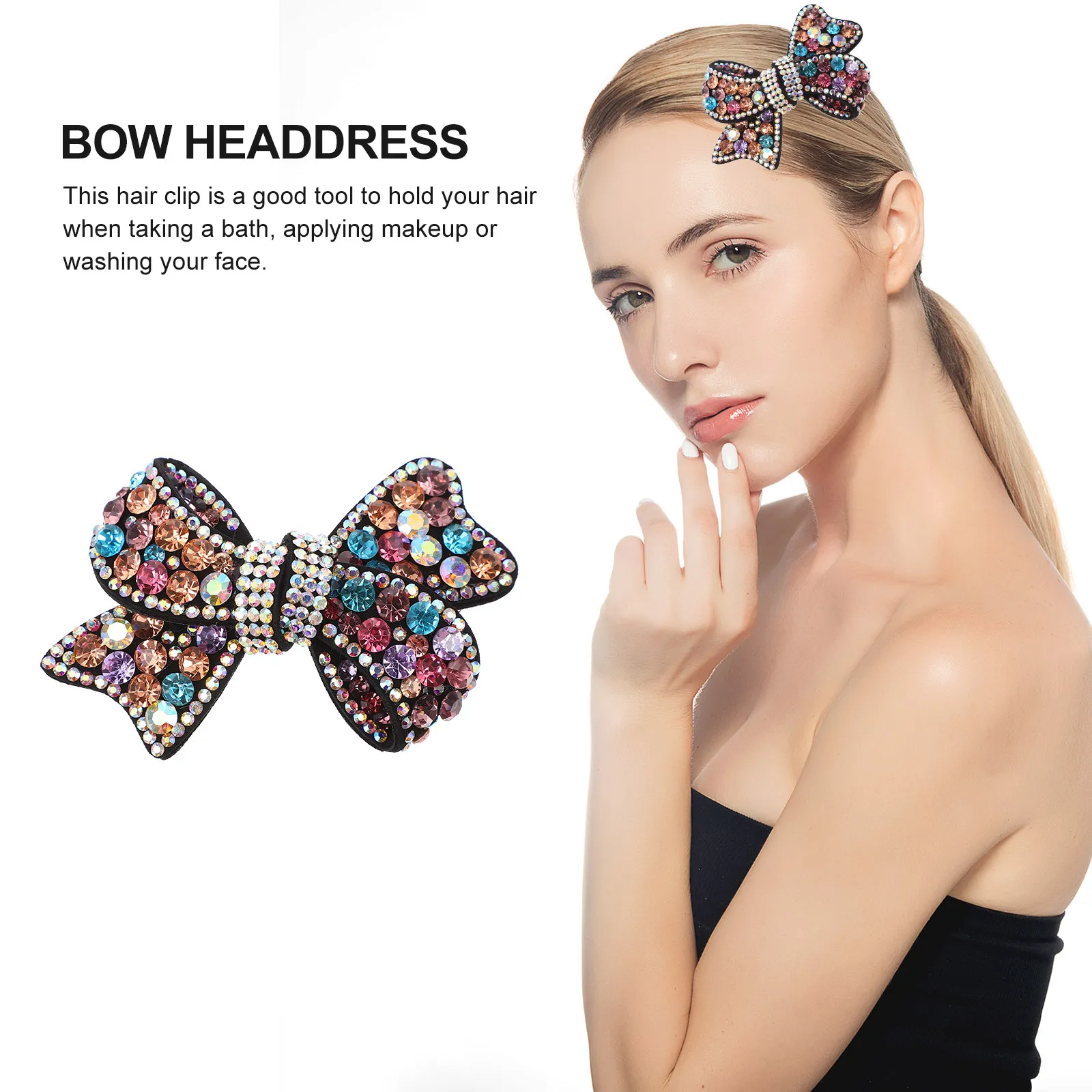

1 Piece Rhinestone Bow Spring Hair Clip Elegant Hairpin for Women Fashion Hair Accessory Suitable for Daily Wear Banquet Travel