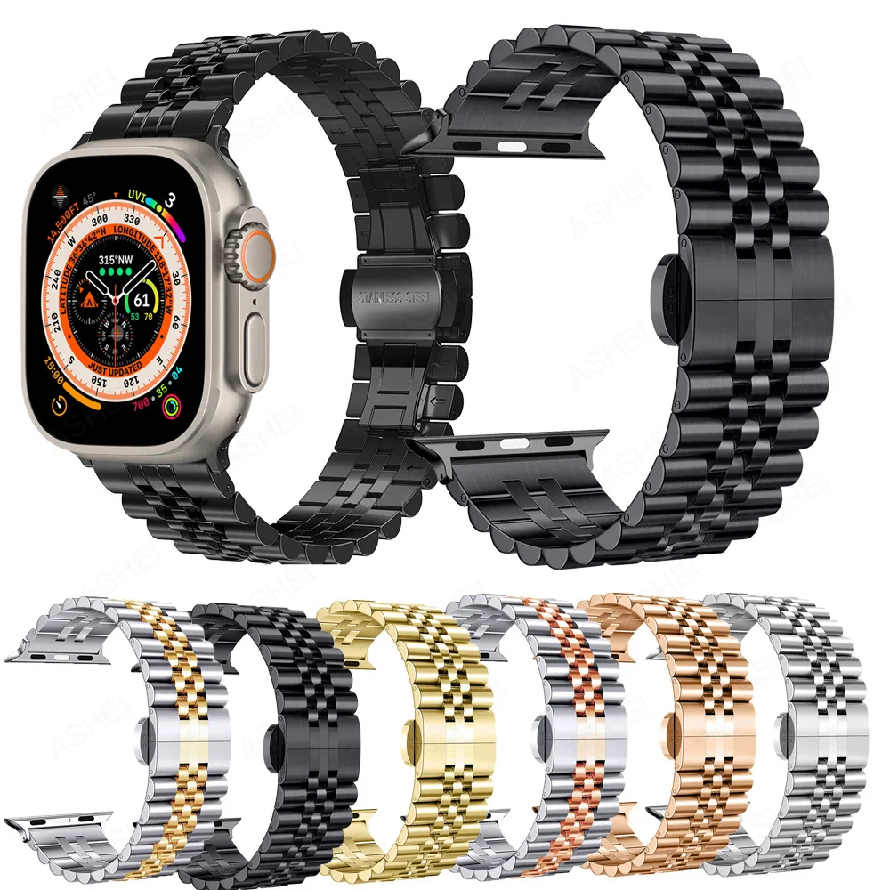 

Stainless Steel Band for Apple Watch Ultra 2 49mm 10 42mm 46mm Metal Bracelet IWatch Series 9 8 7 6 SE 5 44mm 40 45mm 41mm Strap