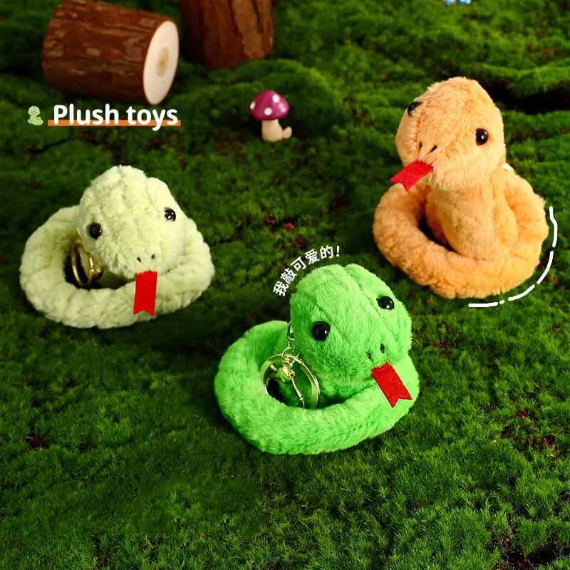 2025 New Cartoon Simulation Snake Plush Keychain Pendant Doll Creative Couple Cute Backpack Plush Snake Small Pendant Gifts