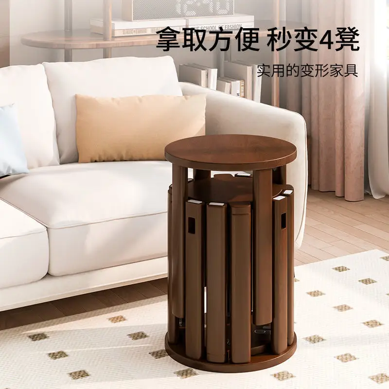 Multifunctional combination furniture wooden stool household stacked stool dining table chairs restaurant space saving furniture