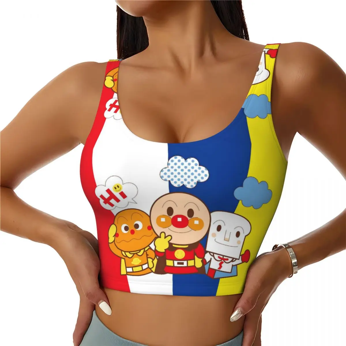 

Custom Anpanman Hot Manga Workout Crop Tank Tops for Women Seamless Yoga Running Sports Bras