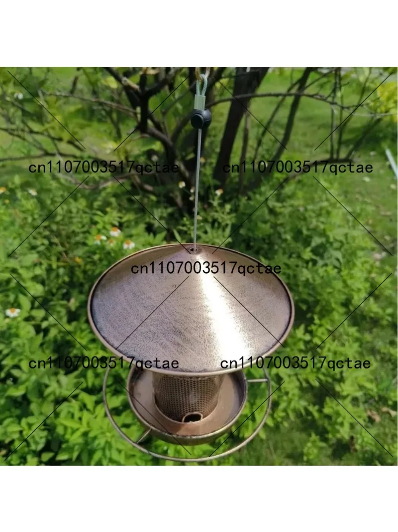 Hanging Automatic Bird Feeder Retractable Iron Bird Food Container Windproof Large Capacity Wild Bird Feeding Station Porch