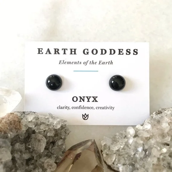 Black Onyx Stud Earrings. Clarity, Confidence and Creativity Jewelry. by Earth Goddess