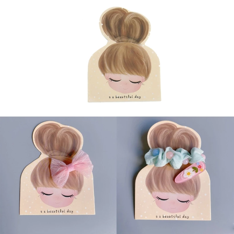 100Pcs/Lot Barrettes Packing Paper Card Cute Small Girs Display Cards for DIY Kids Hair Accessories Retail Price Holder Label