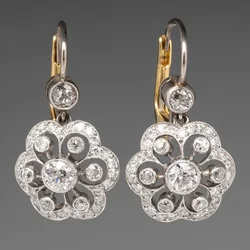 Gorgeous Flower Crystal Wedding Earrings Ladies Fashion Jewelry Micro Pave White Cubic Zircon Drop Earrings Gift