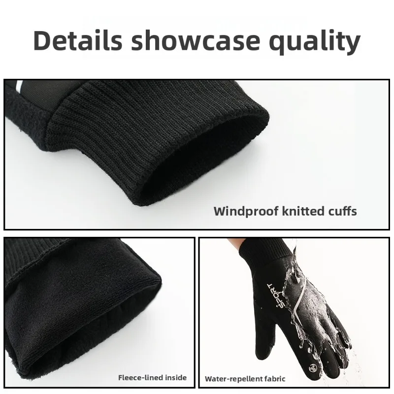 Non Slip Touch Screen Winter Warm Gloves for Men Women Outdoor Sports Skiing Riding Velvet Fleece Lined Windproof Coldproof