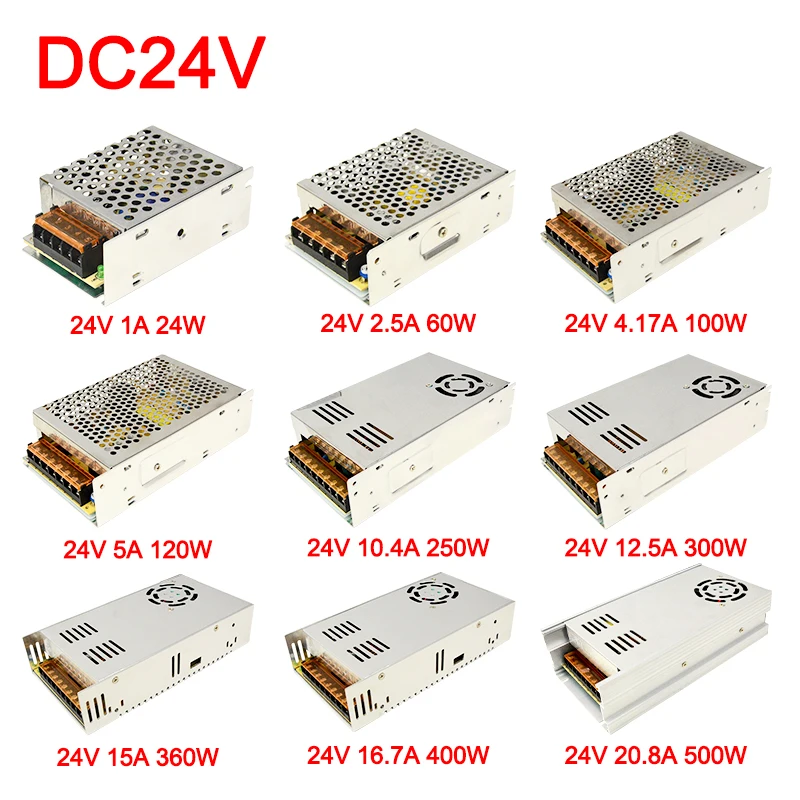Switching LED Lighting Transformers AC 110-220V to DC 12V 24V LED Power Supply 60W 100W 120W 250W 300W 360W Converter Adapter