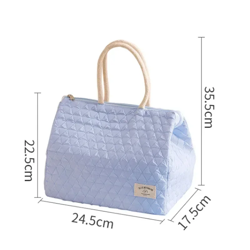 Bolso de mano impermeable de color sólido para mujer, bolsa de comida aislante para oficina, lonchera, nueva moda, Simple, gran capacidad