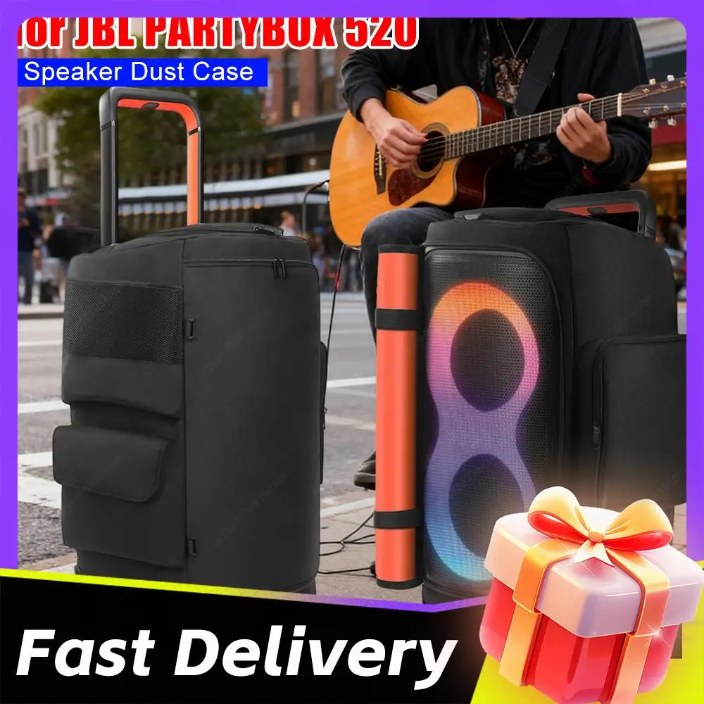 

Speaker Protect Case for JBL PARTYBOX 520 Portable Speaker Dust Case w/ Mic Pocket Party Speaker Storage Bag Double-Sided Cover
