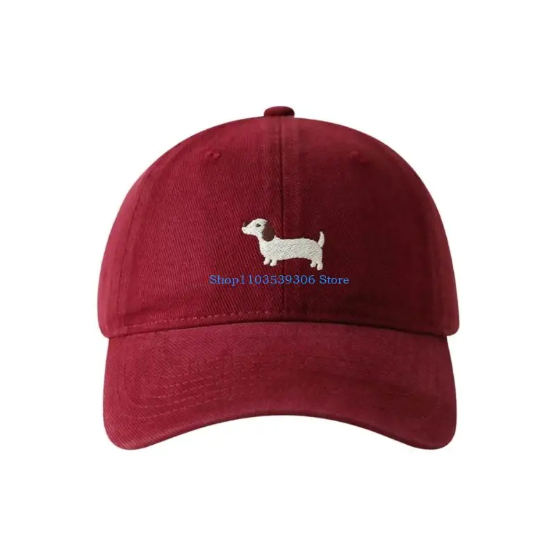 400A Fashionable Dad Hat Dog Embroidery Design Soft Cotton Blend For Daily Wear