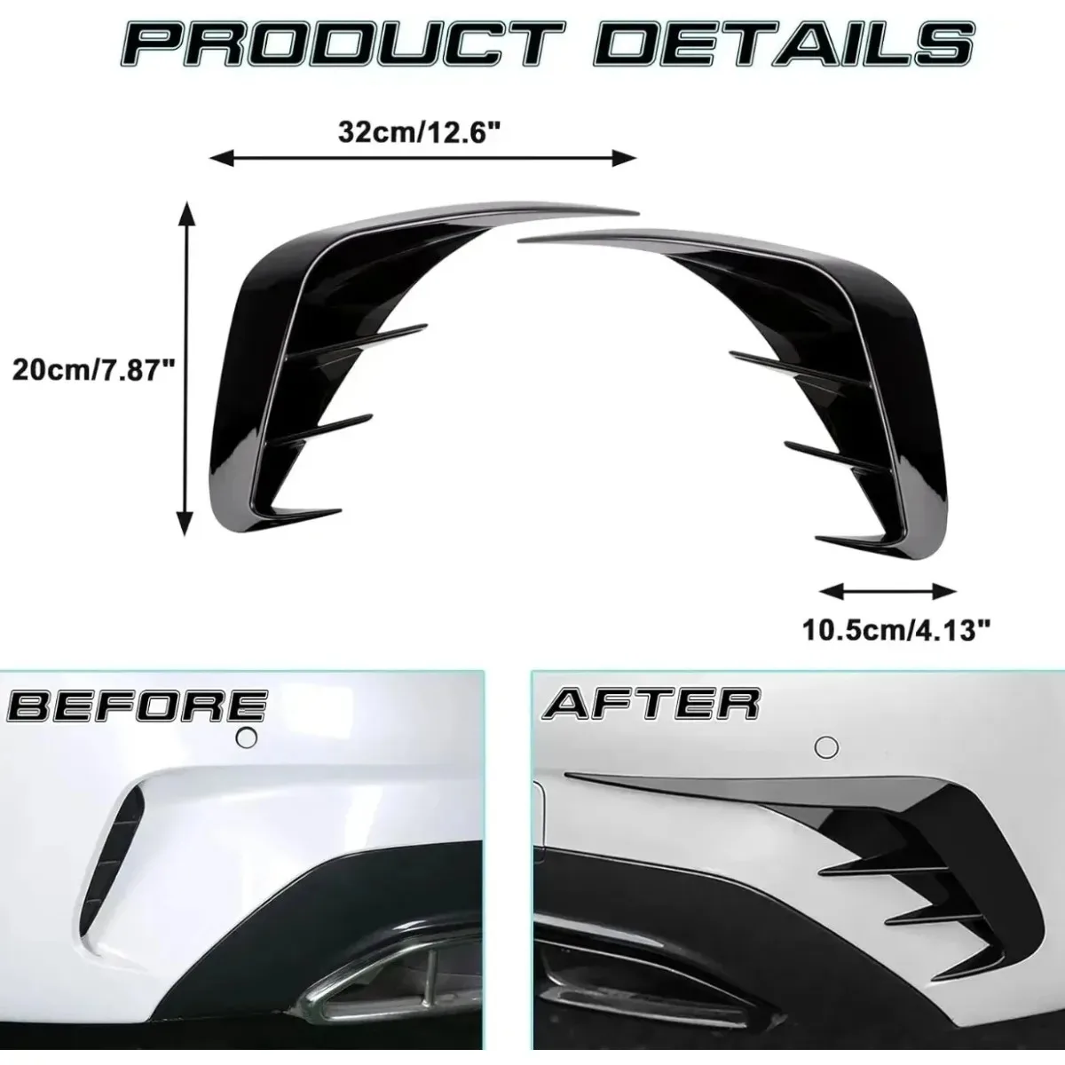 For BMW 3 Series G20 M-Sport 320e 318i 320i 325i 330i 340i 2019-22 Pair Rear Bumper Splitter Spoiler Air Vent Outlet Cover Trim