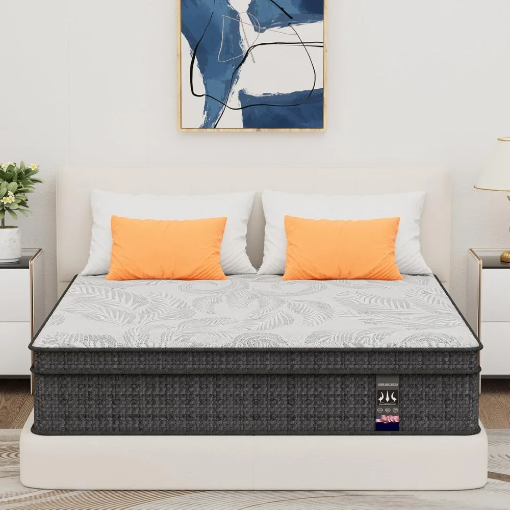 

California King Mattress, 14 Inch Hybrid Mattresses California King in a Box, Memory Foam Cal King Mattress with Pocket Springs