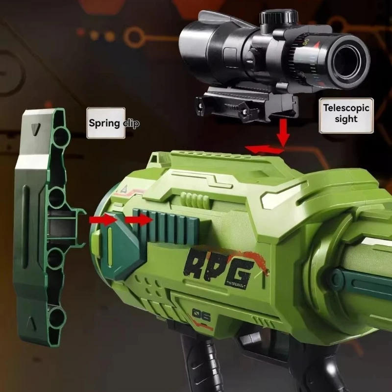 Lanciarazzi a otto canne EVA Pistola a proiettile morbido Toy Boy Gatling Tiro ad aria all'aperto Pistola da cecchino Gioco di battaglia di tiro elettrico