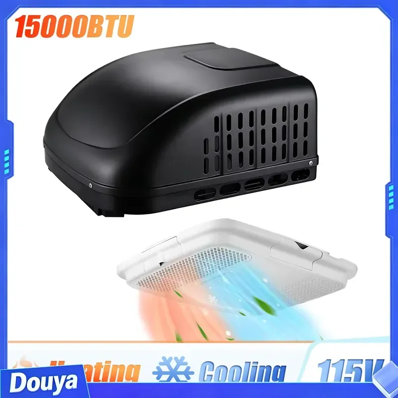 115V RV Parking Air Conditioner 15000BTU Rooftop Air Conditioning Low Noise Truck AC for Excavator Trailer Van Camper