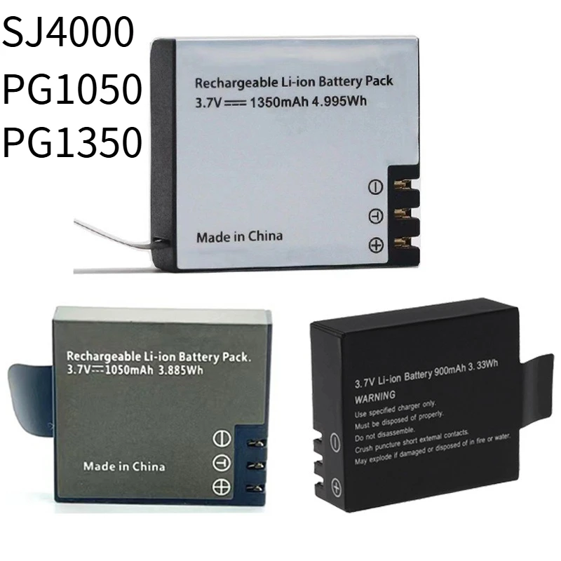 3.7V Battery 900mAh SJ4000 PG1050 PG1350 Suitable for Mountain Dog Sports DV Outdoor Sports Diving Camera Lithium Battery