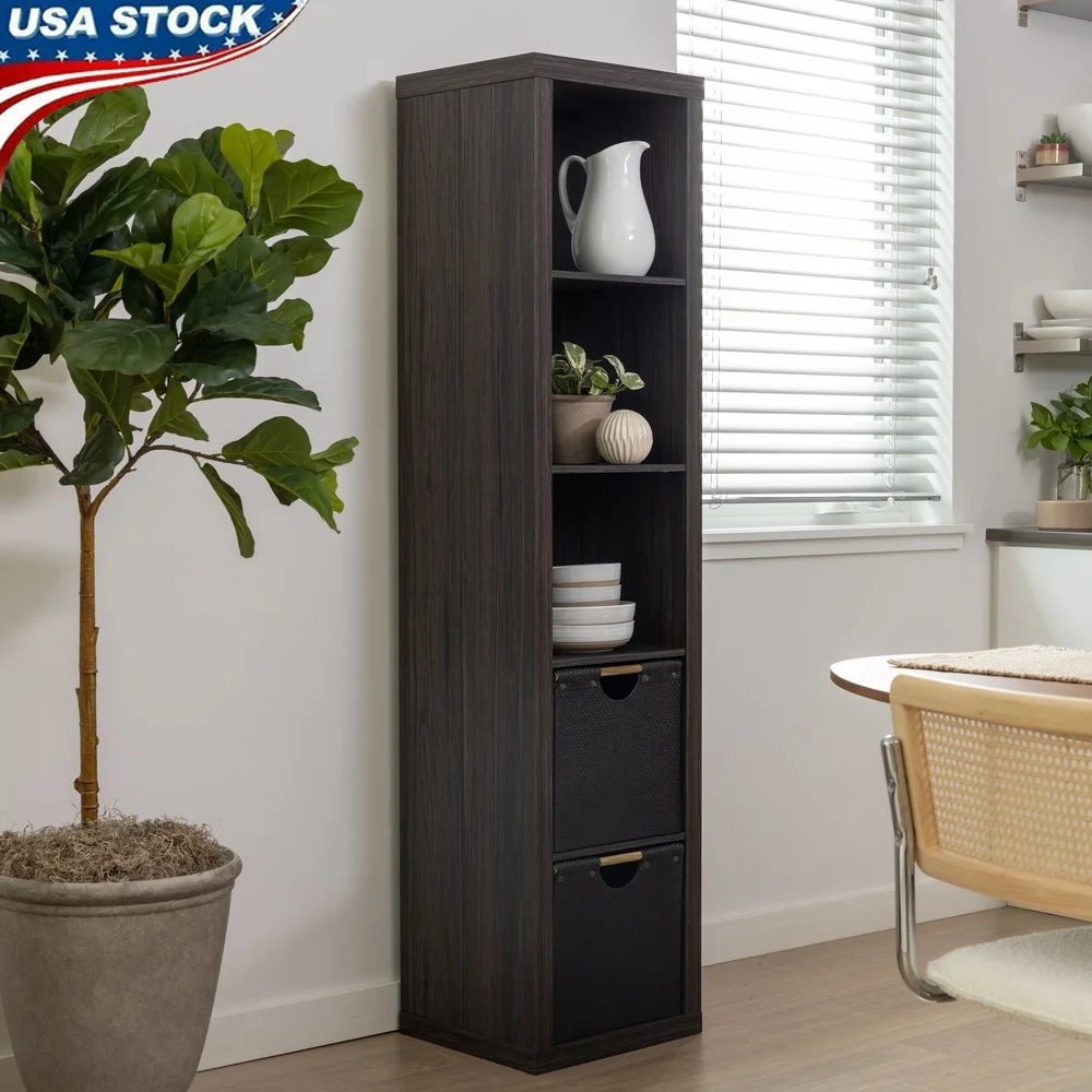 

5 Cube Vertical Storage Organizer Open Back Design Versatile Bookcase Multiple Finishes Ideal Office Living Room Bedroom Storage