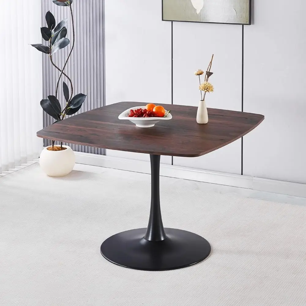 

42 Square Tulip Dining Table - 2-6 Seater, Mid-Century Modern Oak Finish, Ideal for Small Spaces, Bistro, Cafe, Office, Living R