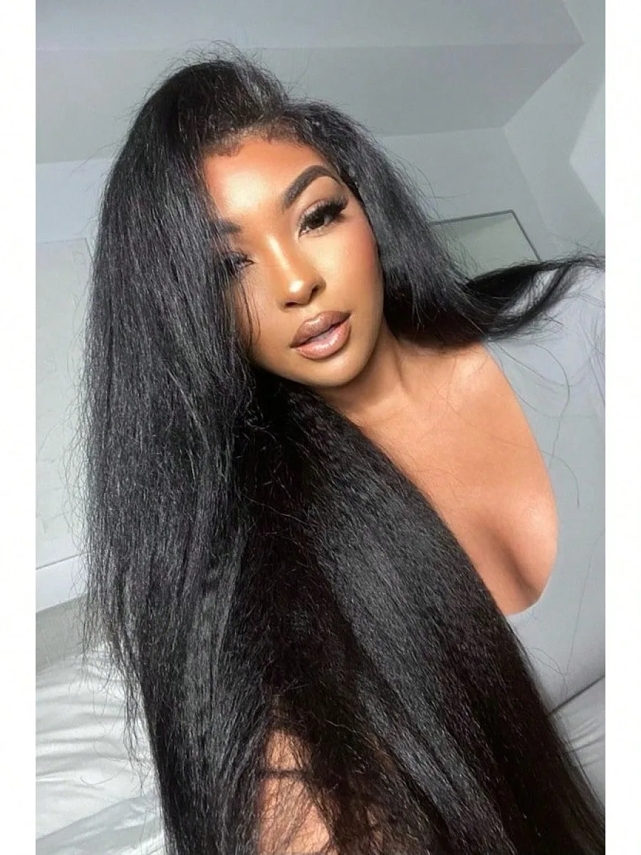 

Kinky Straight Half Wig Human Hair 250% Density 3 In 1 Seamless Flip Over Half Wigs Human Hair Drawstring Headband Flip Over Wig