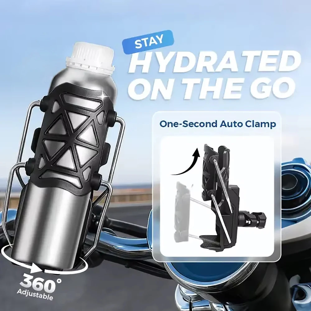 360° Adjustable Bike Cup Holder 1 Set Universal Handlebar Water Bottle Cage for MTB Road Motorcycle ADV Cycling