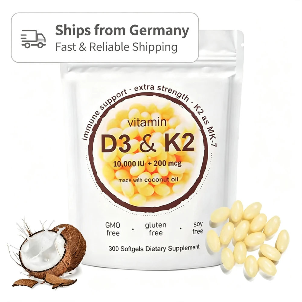180 Vitamin D3 K2 Softgel-Nahrungsergänzungsmittel 10.000 IE D3+200 MCG K2 …