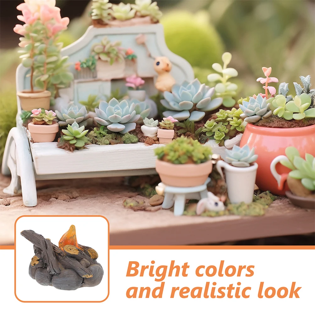 

3pcs Micro Campfire Resin Fake Fire Decoration Miniature Dollhouse Ornament Landscaping Party Supplies For Birthday