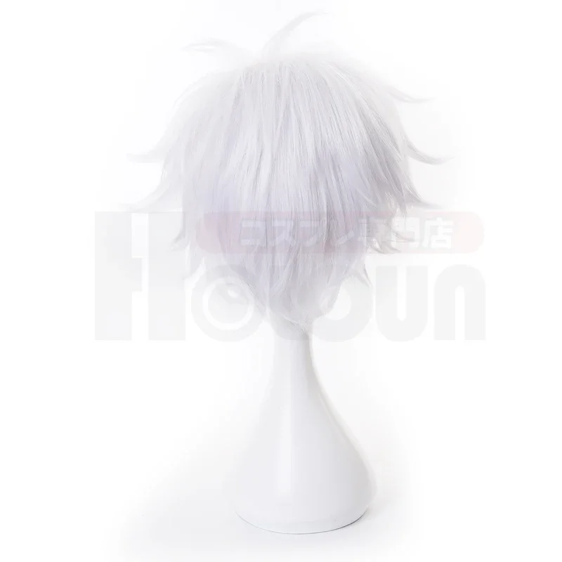 HOLOUN 주술 JJK 애니메이션 고조 사토루 코스프레 가발, 장미 그물 합성 섬유, 크기 조절 가능, 할로윈 크리스마스 파티